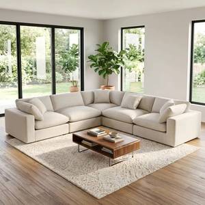 Conjunto Seccional Modular Reversible en Forma de L con Cubierta de Tela, Respaldo Acolchado y Función de Sofá Cama, Apto para Muebles del Hogar - Product Image 3