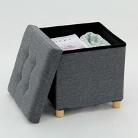 Tabouret personnalisé HStex Boîte de rangement pour chambre Tabouret et chaises pliables pour la maison Siège pouf carré en tissu