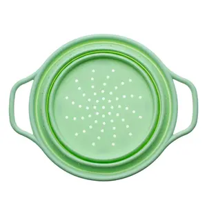 Factory Price High Quality Food Grade silicone Fruit vegetable drain basket colander kitchen silicone strainer