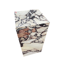Table d'appoint de luxe en marbre Calacatta Viola, piédestal carré creux en pierre naturelle pour salon moderne haut de gamme