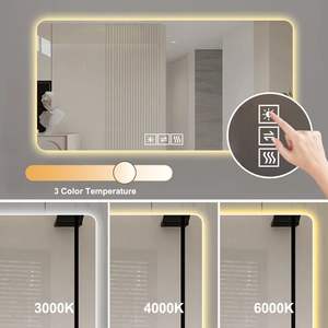 DB 28 * 60in LED salle de bain miroir Rectangle résistant à la Corrosion trois couleurs Dimmable rétro-éclairé fonction de désembuage à une touche - Product Image 5