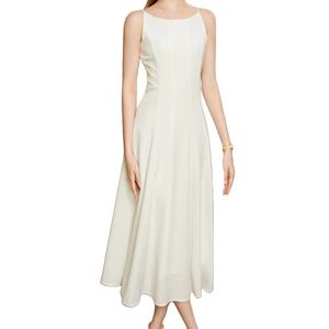 Nuevo Vestido Largo Blanco sin Mangas con Tirantes, Estilo Francés Popular para Mujer, con Cintura Natural - Product Image 5