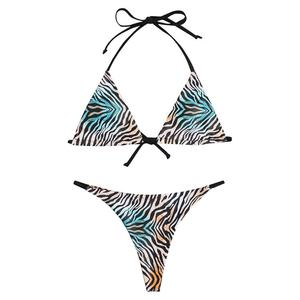 Traje de Baño de Dos Piezas con Tiras Delanteras sin Costuras, Personalizado por el Fabricante OEM, Traje de Baño para Mujer Talla Grande, Traje de Baño Halter - Product Image 4