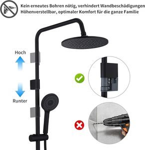Grifo de Bañera con Sistema de Ducha, Ducha Manual Negra con 4 Funciones, 360 °   Grifo de Bañera con Caño Giratorio y Cabezal de Ducha - Product Image 5