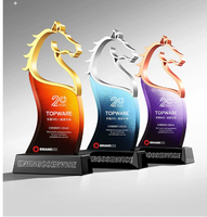 Nouveau Trophée Créatif en Métal et Cristal Année du Cheval 2026 pour Réunion Annuelle d'Entreprise, Plaque de Récompense pour Employés, Souvenir
