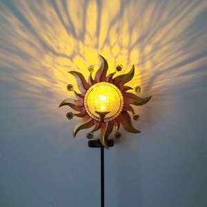Lampe solaire de jardin en forme de soleil, LED, pour extérieur, résistante à l'eau, cellule solaire mono Si, garantie 3 ans - Product Image 1