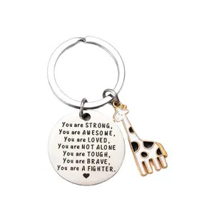 Inspirational Jewelry Stainless Steel Key Chain Friendship Gifts Metal Key Ring Motivational Letter Charms For Best Friends Gift
