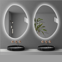 Cermin kamar mandi pintar kustom lampu LED layar sentuh gantungan dinding tidak teratur cermin rias pencahayaan Salon sentuh