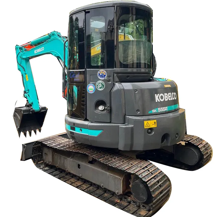 Excavadora de orugas usada Kobelco 5ton excavadora sk55sr con zapatas de oruga de goma