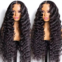 Perruques Lace Front 13X6 Deep Wave à 250% de densité, bouclées, effet mouillé, dentelle HD, pré-épilées, sans mélange synthétique, sans nœuds, sans perte de cheveux