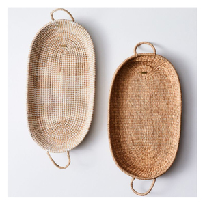 2025 Large Artisan Woven Rattan & Rope Tray Handcrafted <b>Decorative</b> Basket for Farmhouse Boho & Contemporary <b>Spaces</b> Sea Grass - Product Image 6