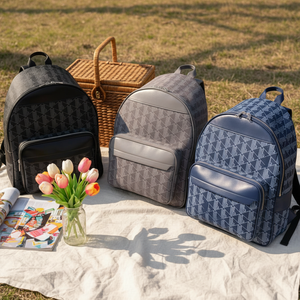 Sac à dos de voyage professionnel pour ordinateur portable en cuir PU imperméable avec logo 2025, grande capacité, <span class=keywords><strong>fermeture</strong></span> <span class=keywords><strong>éclair</strong></span> en nylon, vente en gros, offre spéciale pour hommes - Product Image 1