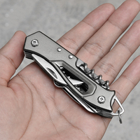 Couteau de poche 11 en 1 Randonnée en plein air Camping Multi-outils Couteau de poche avec lame de scie Ouvre-bouteille Lime à ongles