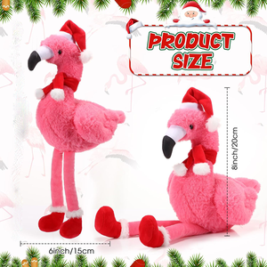 <span class=keywords><strong>Peluche</strong></span> di <span class=keywords><strong>Fenicottero</strong></span> Rosa Natalizio da 8 Pollici con Cappello da Babbo Natale per Decorazione, Simpatico <span class=keywords><strong>Peluche</strong></span> Personalizzato - Product Image 2