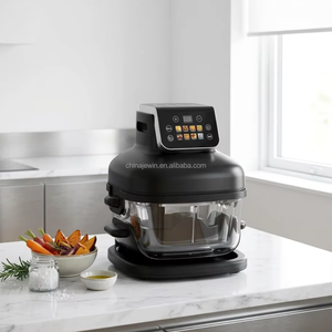 Forno <span class=keywords><strong>Friggitrice</strong></span> <span class=keywords><strong>ad</strong></span> <span class=keywords><strong>Aria</strong></span> con Coperchio <span class=keywords><strong>a</strong></span> Ribalta in Vetro, Doppia Vasca 4.2L+2.2L Intercambiabile, Finestra di Visualizzazione, Base Antiscottatura Fissa, per Cucina Domestica - Product Image 3