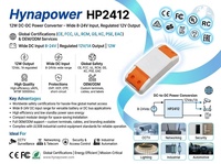 Convertidor CC-CC OEM/ODM de 12W, Entrada de 8-24V CC a Salida de 12V 1A, Grado Industrial UL508 FCC Modular para CCTV Hynapower HP2412
