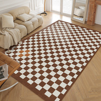 Grand tapis à carreaux personnalisé tapis lavable en machine tapis de jeu d'échecs pour salon chambre à coucher
