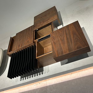 Modern Multifunctional Storage Center <strong>Table</strong> Extendable Square <strong>Walnut</strong> <strong>Coffee</strong> <strong>Table</strong> for Rustic Easy Assembly Home Furniture Metal - Product Image 4