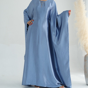 Women Satin <b>Abaya</b> Batwing Sleeve Modest Long Dress Anti Wrinkle Breathable Islamic Apparel for Daily <b>Prayer</b> Party - Product Image 3