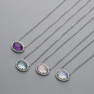 SS228 טבעי ריפוי קריסטל סטרלינג כסף מונסטון שרשרות תכשיטי סטים לנשים - Product Image 1