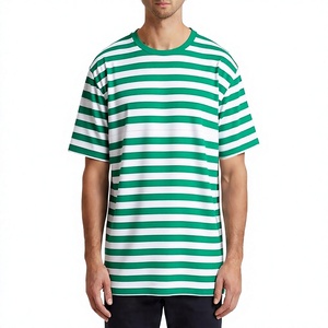 T-shirt Homme Rayé 100% Coton Épais 240 GSM, Coupe Oversize à Épaules Tombantes, Qualité Supérieure, Anti-Plis, Personnalisable OEM - Product Image 6