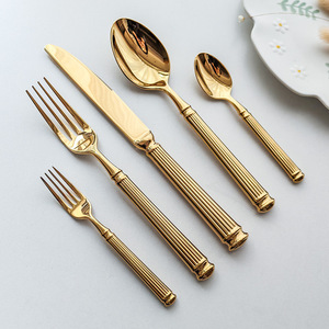 Regalo de boda, diseño de Pilar romano, juego nórdico de 5 piezas, cubiertos dorados, tenedor, cuchara, cuchillo, cubiertos, juego de cubiertos de acero inoxidable - Product Image 2