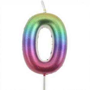 Vela Curva Número 0 Electrochapada de Colores Peiyong, Modelo 51034, para Decoración de Fiestas y Suministros para Decoración de Pasteles - Product Image 1