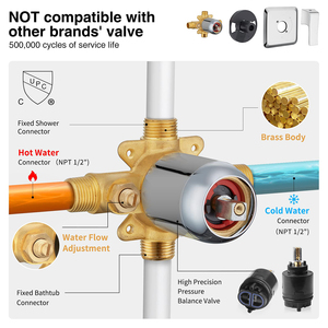 Aquacubic Bộ Vòi Trộn Độc Đáo Tạo Mưa 8 Inch Nước Nóng Lạnh Bộ Vòi Hoa Sen Phòng Tắm Gắn Tường - Product Image 4