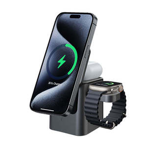 Innovative Gebra 15W Auto Foldable 3-in-1 Wireless <b>Charger</b> Electric Plastic Magnetic Fast Charging Desktop <b>Tablet</b> Model AFC-80 - Product Image 6