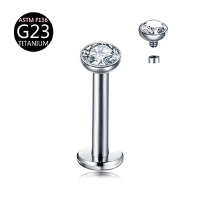 Piercings Lèvre Labret en Titane ASTM F136 G23 à Filetage Interne, Bijoux de Piercing Hélix Tragus à Dos Plat - Product Image 1