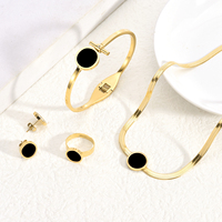 Bracelet en forme de coquille époxy 18K plaqué or, chaîne en serpent, pendentif en coquille, collier en acier inoxydable, ensembles de bijoux pour femmes