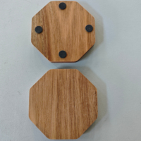 Sous-verres octogonaux en bois de design nordique, fabrication directe du fabricant, en acacia naturel, écologiques, antidérapants, pour tasses et mugs, 100 mm