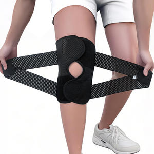 Ginocchiera sportiva a compressione ginocchiera regolabile ortopedica elastica bianca nera - Product Image 1