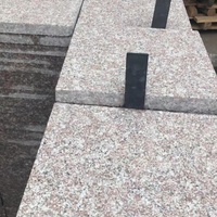 Granite Rouge Fleur de Pêcher 687, surface lisse, finition brûlée, pierres de bordure, marches d'escalier, carreaux de sol, pierres de cour