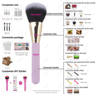 GRACEDO Ensemble de pinceaux de maquillage de luxe en poils synthétiques avec manche en bois, 15 pièces, pour le visage et le rasage, étiquette privée