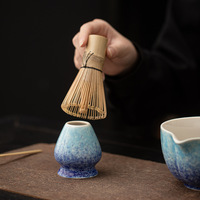Astief-Outils traditionnels pour matcha, ensemble de bols Chawan Matcha en céramique avec fleur de glace de couleur dégradée avec bec verseur, nouveauté