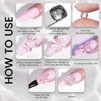 Offre Spéciale YOKEFELLOW Gel de Construction Solide 15G pour Ongles, Gel UV pour Sculpture de Fleurs 3D, Nail Art DIY