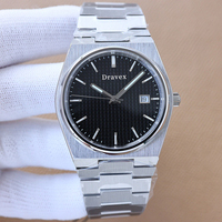 Montre mécanique de sport tendance PRX T137, acier inoxydable, cadran guilloché noir, mouvement ETA, étanche, montre pour homme