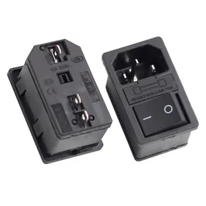 IEC C14 Snap Fast Connector ซ็อกเก็ตอุตสาหกรรมและสวิตช์และฟิวส์สําหรับซ็อกเก็ตเครื่องชาร์จ AC ของเครื่อง