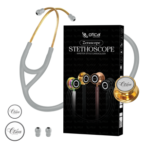Stéthoscope cardiologique double face manuel OTICA |   Certifié CE Classe II, garantie 5 ans, finition dorée en acier inoxydable, fabriqué en Inde - Product Image 2