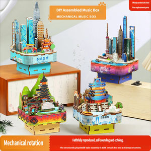 Boîte à musique éducative en bois à monter soi-même, thème bâtiments 3D, jeu d'apprentissage adapté aux enfants, conforme à la norme de sécurité EN71, décorative pour les 5 ans et plus - Product Image 6