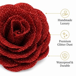 Rose artificielle scintillante de luxe faite à la main avec paillettes, rose éternelle en poussière d'or pour la Saint-Valentin, décoration de mariage et de fête - Product Image 4