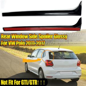 2 pièces Ailerons latéraux de lunette arrière brillants Canards Splitter pour VW Polo MK6 2018 2019+ Accessoires de style automobile Noir brillant - Product Image 1