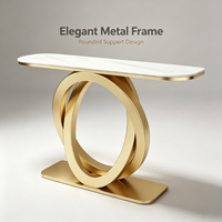 Console d'entrée en pierre de quartz de style luxueux avec structure métallique, design moderne et luxueux, facile à nettoyer, meubles de salon