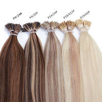 K.SWIGS P18-613 #   Extensions de cheveux I-Tip blondes méchées, 100% cheveux humains vierges, cuticules alignées, sans nœuds