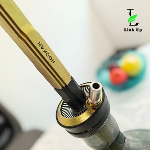 Cachimba de aluminio y vidrio Alpha ORO de 58 cm, juego de shisha con 1 manguera, caja de regalo, para bar, salón, tienda, cafetería, club, restaurante. - Product Image 3