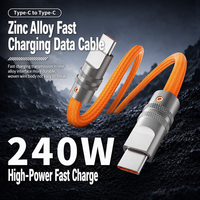 Kabel Data Pengisian Cepat 240W PD Tipe C ke Tipe C, Kabel USB C Berlapis Seng dengan Jalinan Kawat untuk Ponsel, Laptop, Mobil