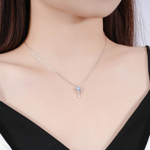 S925 เงินสเตอร์ลิงจี้โอปอลสีฟ้ารูปดาวสวรรค์สร้อยคอสำหรับผู้หญิงอินเทรนด์เครื่องประดับสวยงามสวมใส่ทุกวันของขวัญวันเกิด - Product Image 5