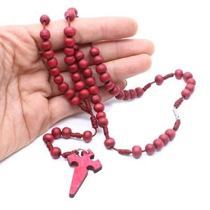 대량 나무 <span class=keywords><strong>Rosaries</strong></span> 남자 승리 레드 Rosarios Catolicos 파라 Hombre-카톨릭 나무 구슬 묵주 - Product Image 2