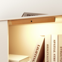 Lampe LED rechargeable en bois pour armoire avec détecteur de mouvement PIR, sans fil, magnétique, à intensité variable, blanc chaud, pour éclairage sous armoire